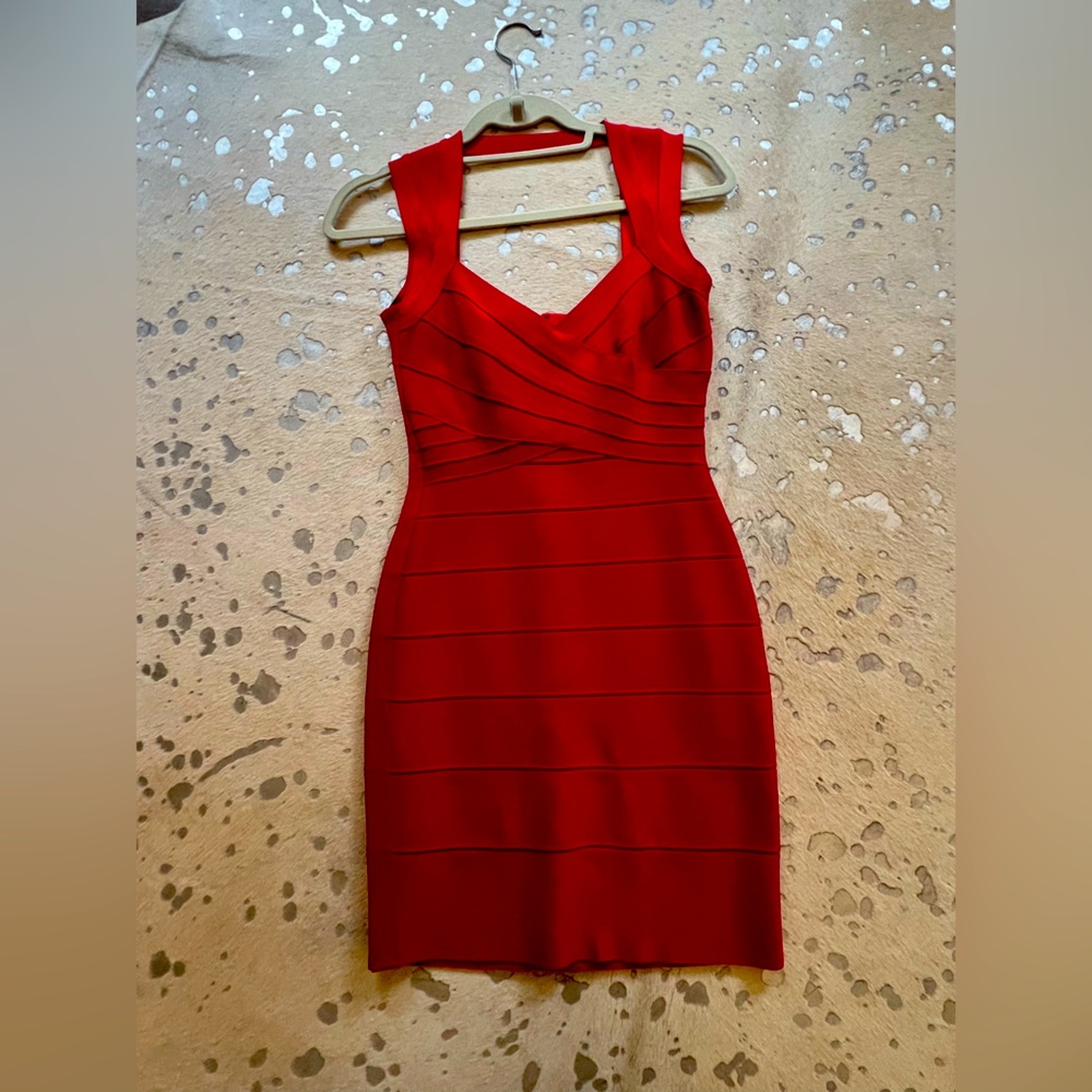 Herve Leger Classic Bandage Dress in Candy Apple Red Size Small